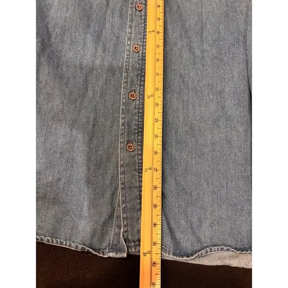 Harley Davidson blue denim button down long sleeve shirt men’s 2xl tall - Picture 8 of 8